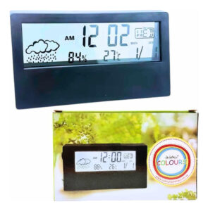 Reloj Digital Transparente A Pilas Mesa Temperatura Humedad Negro
