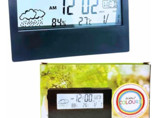 Reloj Digital Transparente A Pilas Mesa Temperatura Humedad Negro