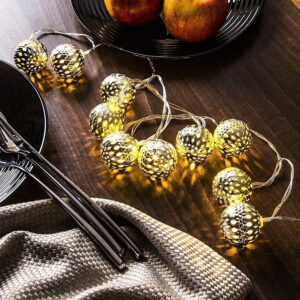 10 Luces Bolas Led 3cm Dorada Arbol Navidad Terraza Balcon