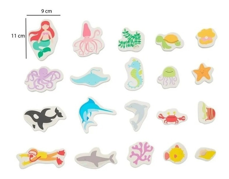 Animales De Mar Al Agua Juguete Goma Eva Con Bolsa Red Juego - Imagen 3
