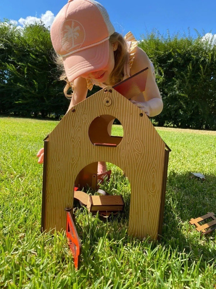 Granja De Madera Con Animales Juego Didactico Juguete Plan Z Amarillo Y Rojo - Imagen 4