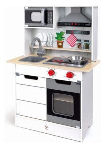 Cocina De Madera Hape Juguete Horno Anafe Pileta Microondas Color Blanco