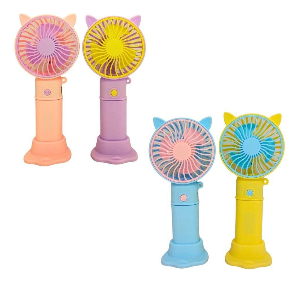 Ventilador De Mano Portátil Usb Recargable Con Base Y Luz - Imagen 14