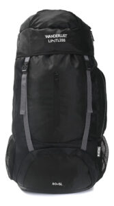 Mochila Camping Wanderlust 65 L Negro Impermeable Poliéster Viaje Liso