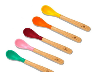 Set Cucharas Largas Bebes Silicona Y Madera Bamboo Avanchy