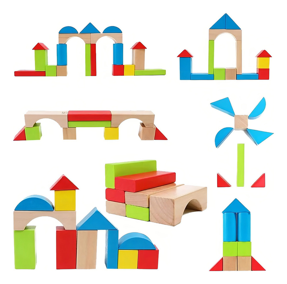 Set Construcción De 50 Bloques De Madera - Imagen 3