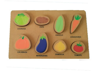 Juego Encastre Con Volumen Madera Verduras Didácticos Planz E-verd