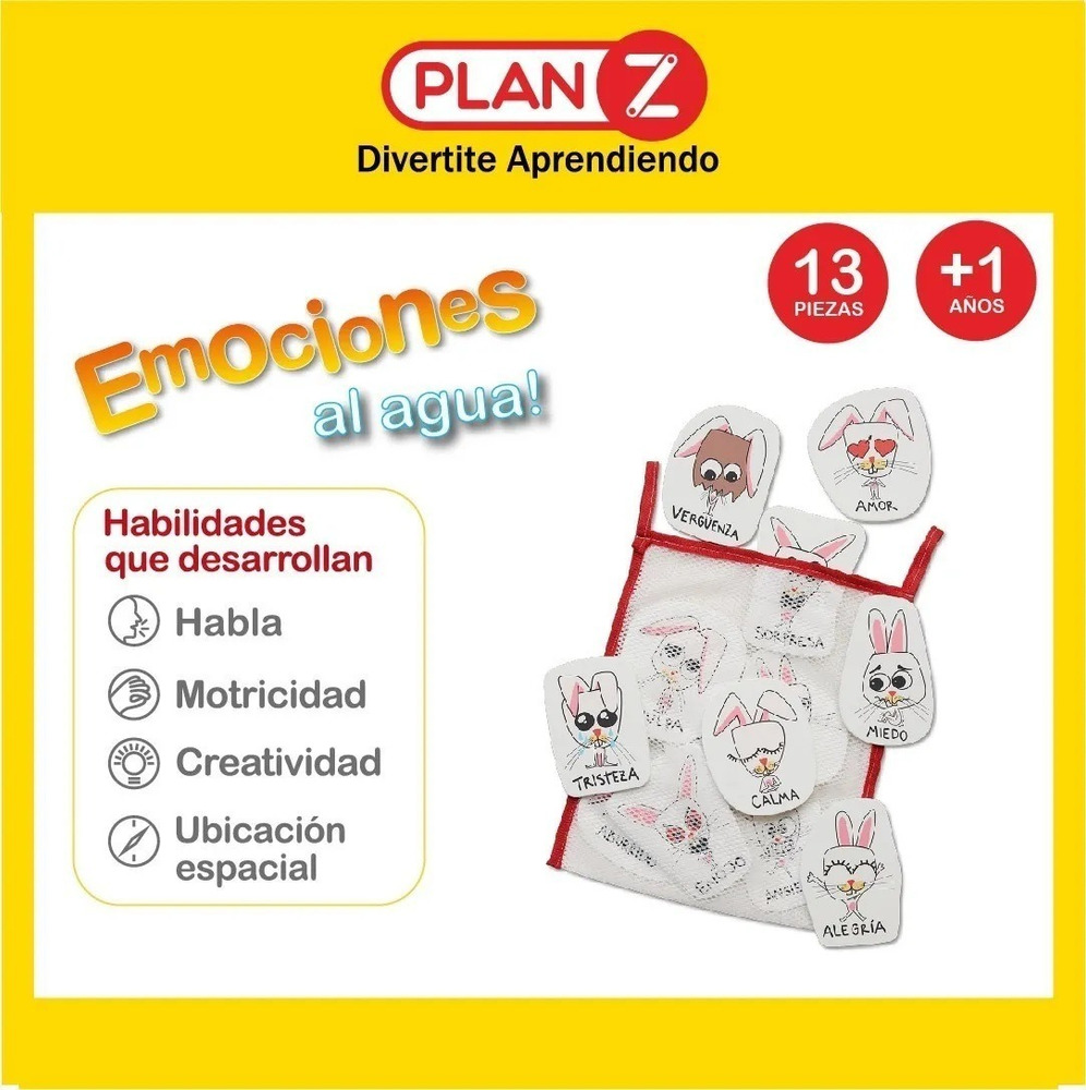 Juego Goma Eva Emociones Para Agua Didactico Bolsa Red Baño - Imagen 2