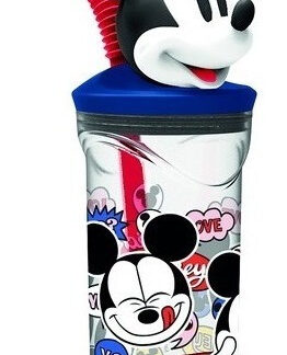 Vaso Infantil Mickey Estatuilla Figura Con Pajita Disney Km528