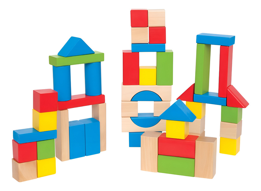 Set Construcción De 50 Bloques De Madera