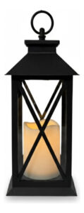 Farol Fanal 30 Cm Con Vela Luz Led Cálida Pilar Alparamis Negro