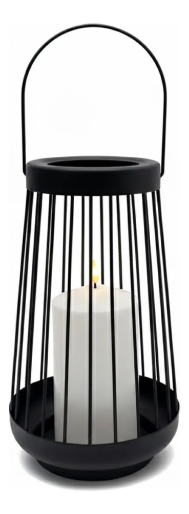 Farol Negro De Metal Con Vela Led De Alparamis De 26 Cm - Imagen 2