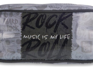Cartuchera Talbot Pu Rock 1 Cierre Amplia 22x11x4.5cm Escolar Portacosmético Gris Liso