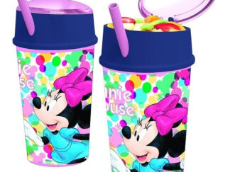 Vaso Plástico Con Sorbete Tapa Porta Cereales Minnie Disney Km396