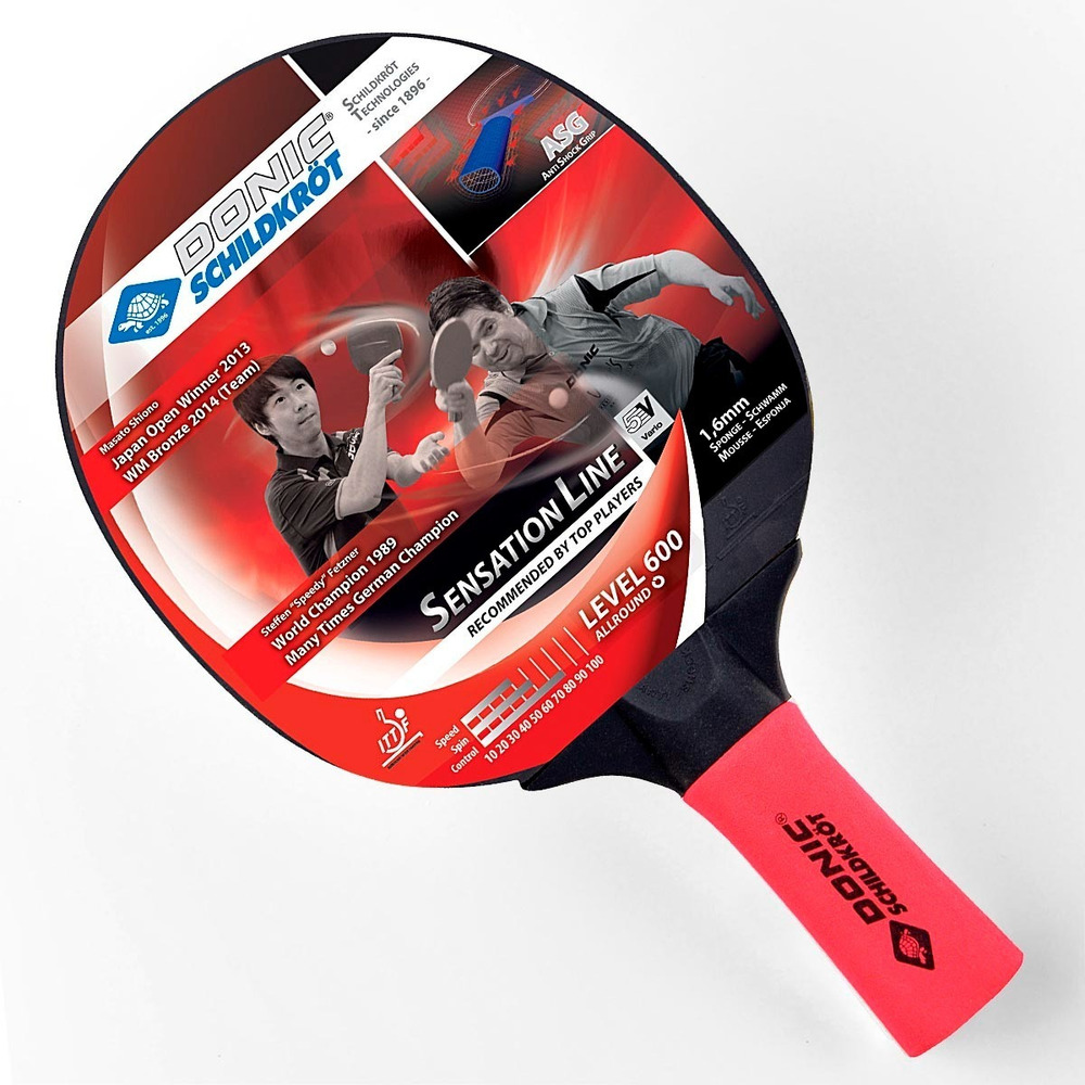 Paleta De Ping Pong Donic Schildkrot Sensation 600 Negra Y Roja Fl (cóncavo) Negro/rojo - Imagen 2