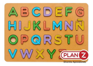 Juego Didactico Encastre Madera Abecedario Letras Puzzle Abc Marrón Claro