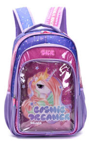 Mochila Unicornio De Espalda 18 Pulgadas Escolar Skora 45x32 Violeta Cosmic Liso