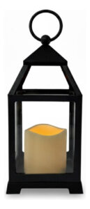 Farol Fanal 22 Cm Con Vela Luz Led Cálida Pilar Alparamis Negro