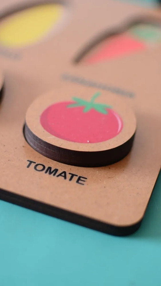 Juego Encastre Con Volumen Madera Verduras Didácticos Planz E-verd - Imagen 2
