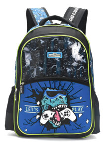 Mochila Escolar 18 Dino Gamer Let`s Play Skora Espalda Diseño De La Tela 35415