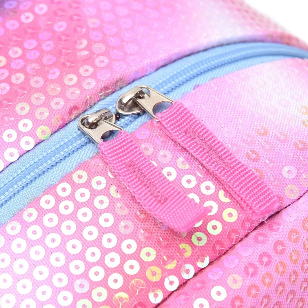 Mochila Escolar Skora Con Lentejuelas Degradé Y Portanotebook De 16 Para Niñas Rosa Liso - Imagen 6