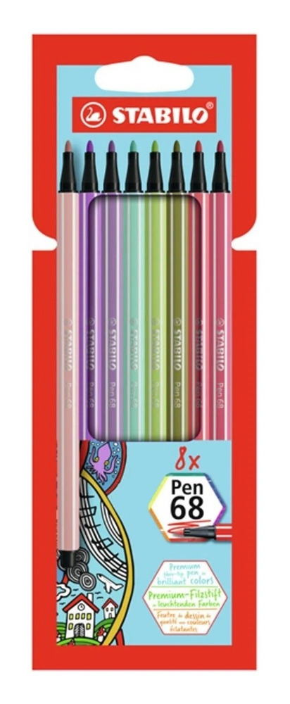 Marcadores Stabilo Pen 68 Estuche X 8 Cartón Dibujo Pintura