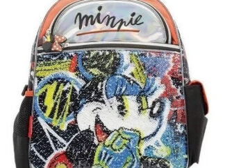 Mochila Minnie Infantil Con Carro 15 Pulgadas De 5 A 10 Años Naranja Lentejuelas