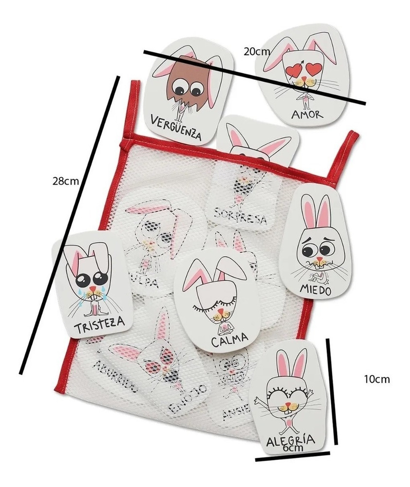 Juego Goma Eva Emociones Para Agua Didactico Bolsa Red Baño - Imagen 3