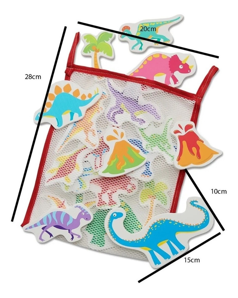 Dinosaurios Al Agua Figuras Goma Eva Con Bolsa Baño Juguete - Imagen 3
