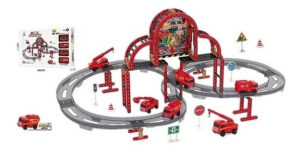 Set Estación De Bomberos Pista Con 4 Vehículos Juguete Juego