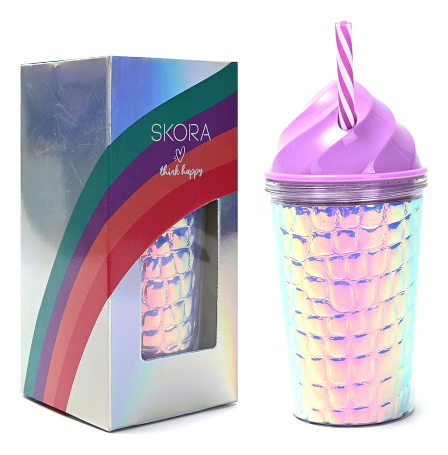 Vaso Plastico 300 Ml Metalizado Tapa Helado Sorbete Skora