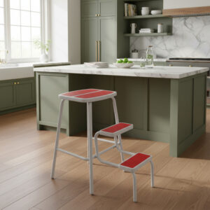 Banqueta Escalera Reforzada Retractil Plegable Titan Banco Rojo