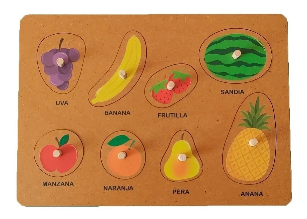Juego Encastre Madera Con Agarre Ayuda Frutas Puzzle Plan Z Frutas