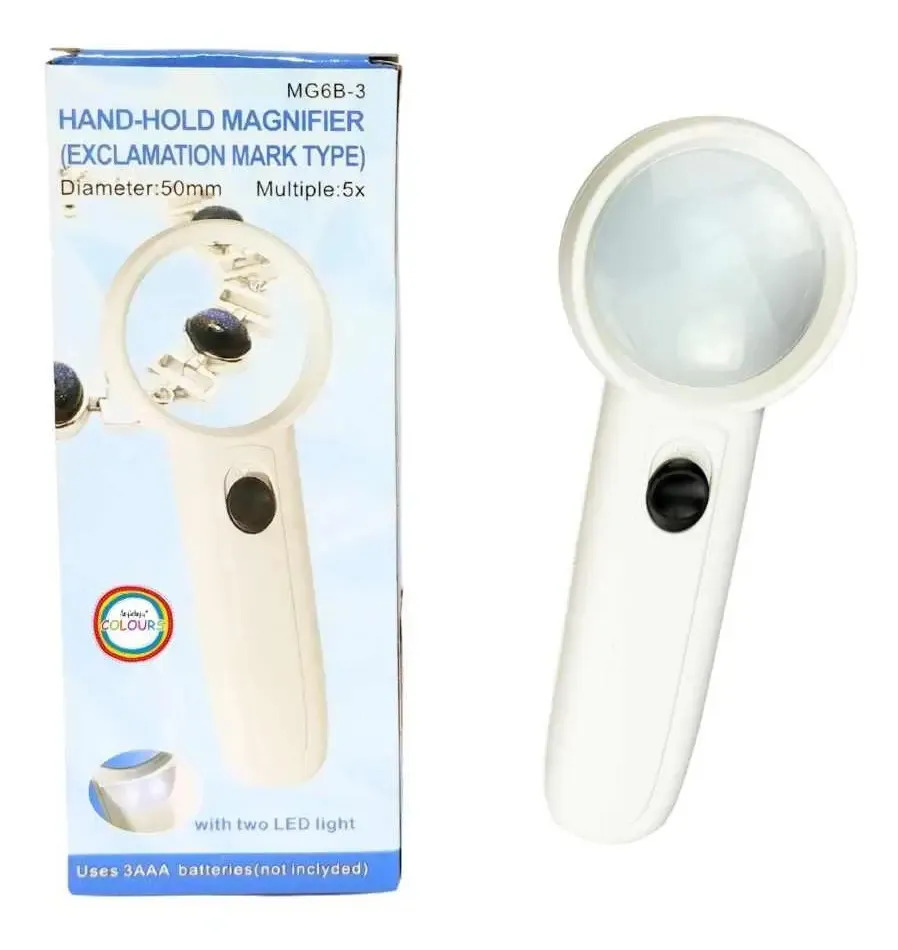 Lupa De Mano Multiple 5x Aumento Con Luz Led A Pila 50 Mm - Imagen 2