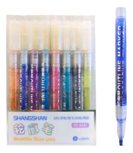 Marcadores De Contorno Metálicos 8 Colores Con Brillos