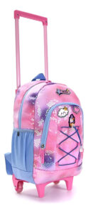 Mochila Con Carro Lentejuelas 16 Pulgadas Escolar Skora Rosa Liso
