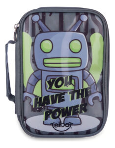 Cartuchera Escolar Infantil Talbot Power Pouch Con Manija Color Gris Robot