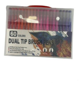 Set 60 Marcadores Doble Punta Fina 0,4mm Y Pincel Dibujo