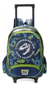 Mochila Escolar Con Carro 18 Pulgadas Dino T-rex 45cm Skora