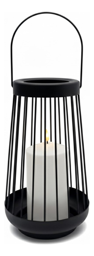Farol Negro De Metal Con Vela Led De Alparamis De 26 Cm