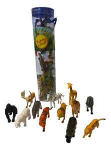 Set Tubo Animales De Selva Salvajes X12 Unidades Juguete 7cm