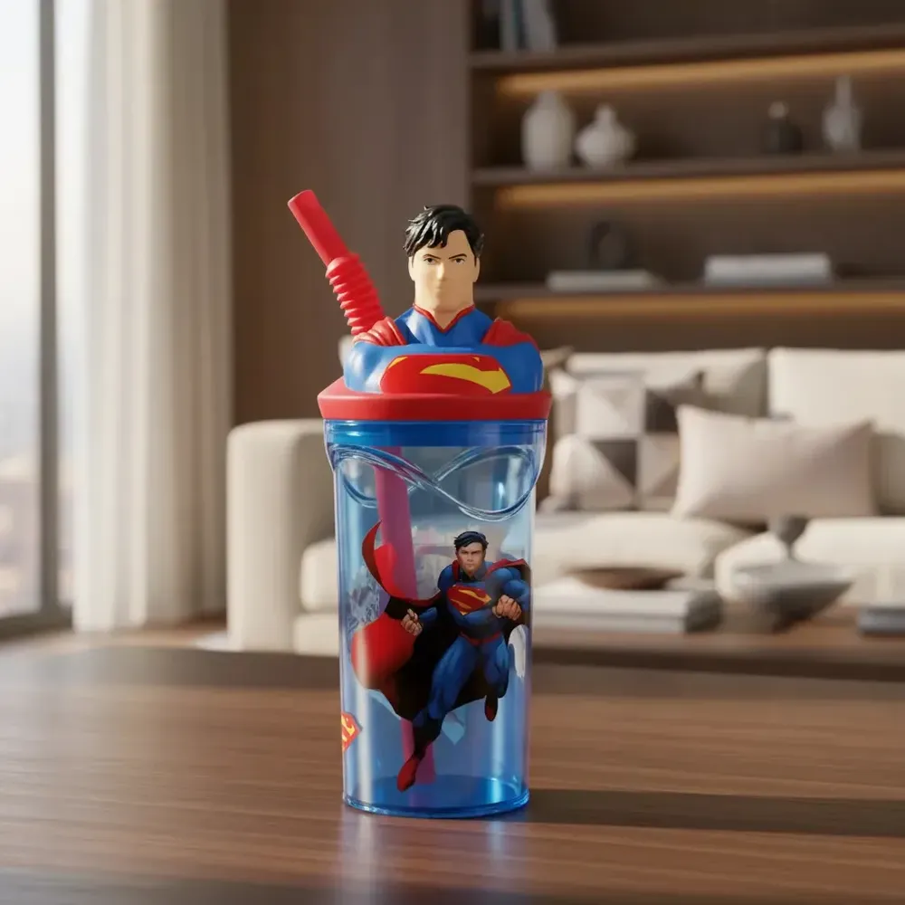 Vaso Sorbete Con Figura 3d En La Tapa Cresko Color Superman - Imagen 2