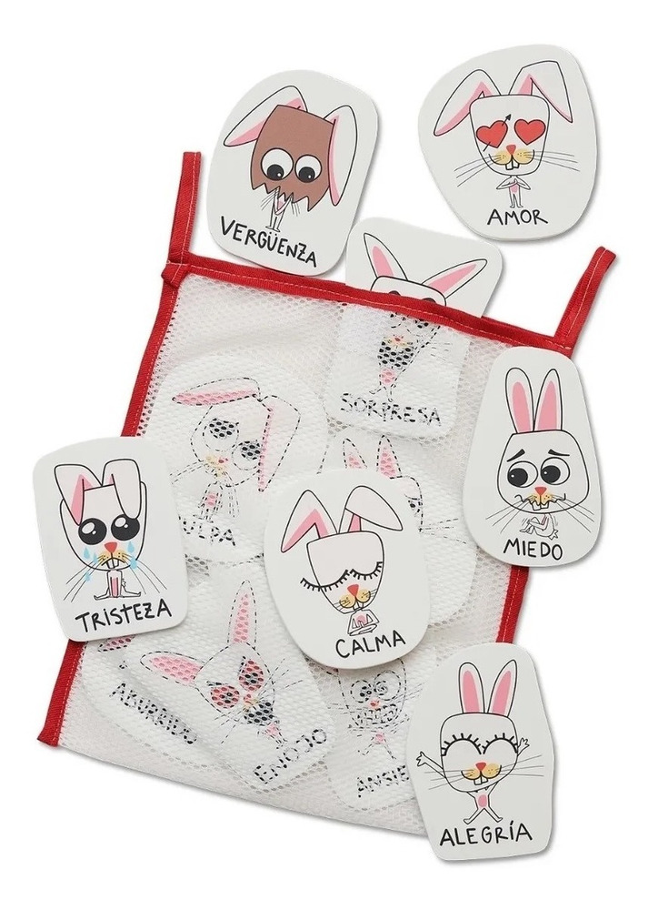 Juego Goma Eva Emociones Para Agua Didactico Bolsa Red Baño