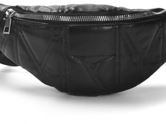 Riñonera Pu Matelasse Geométrico 30x13cm Skora Moda Fashion Negro 31471
