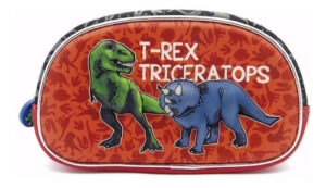 Cartuchera 3d Mundo Dino Rex Triceratops 2 Cierres Rojo Di026