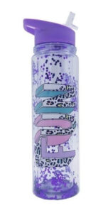 Botella Vaso Plástico Con Bombilla Rebatible Tapa Sorbete Violeta