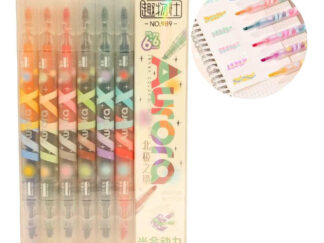 Resaltadores Doble Punta 6 Colores Con Glitter Marcadores 28429