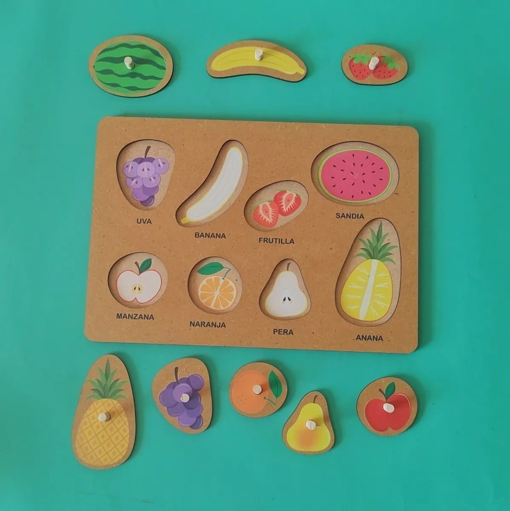 Juego Encastre Madera Con Agarre Ayuda Frutas Puzzle Plan Z Frutas - Imagen 4