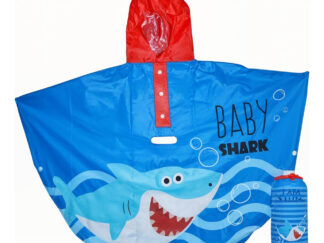 Piloto Poncho De Tiburón Capa De Lluvia Infantil Impermeable Azul Estampado De Tiburón Único