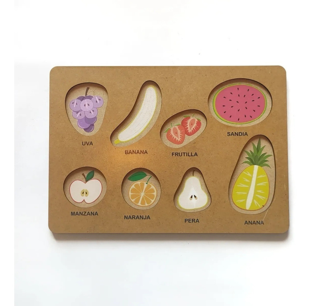 Juego Encastre Madera Con Agarre Ayuda Frutas Puzzle Plan Z Frutas - Imagen 5